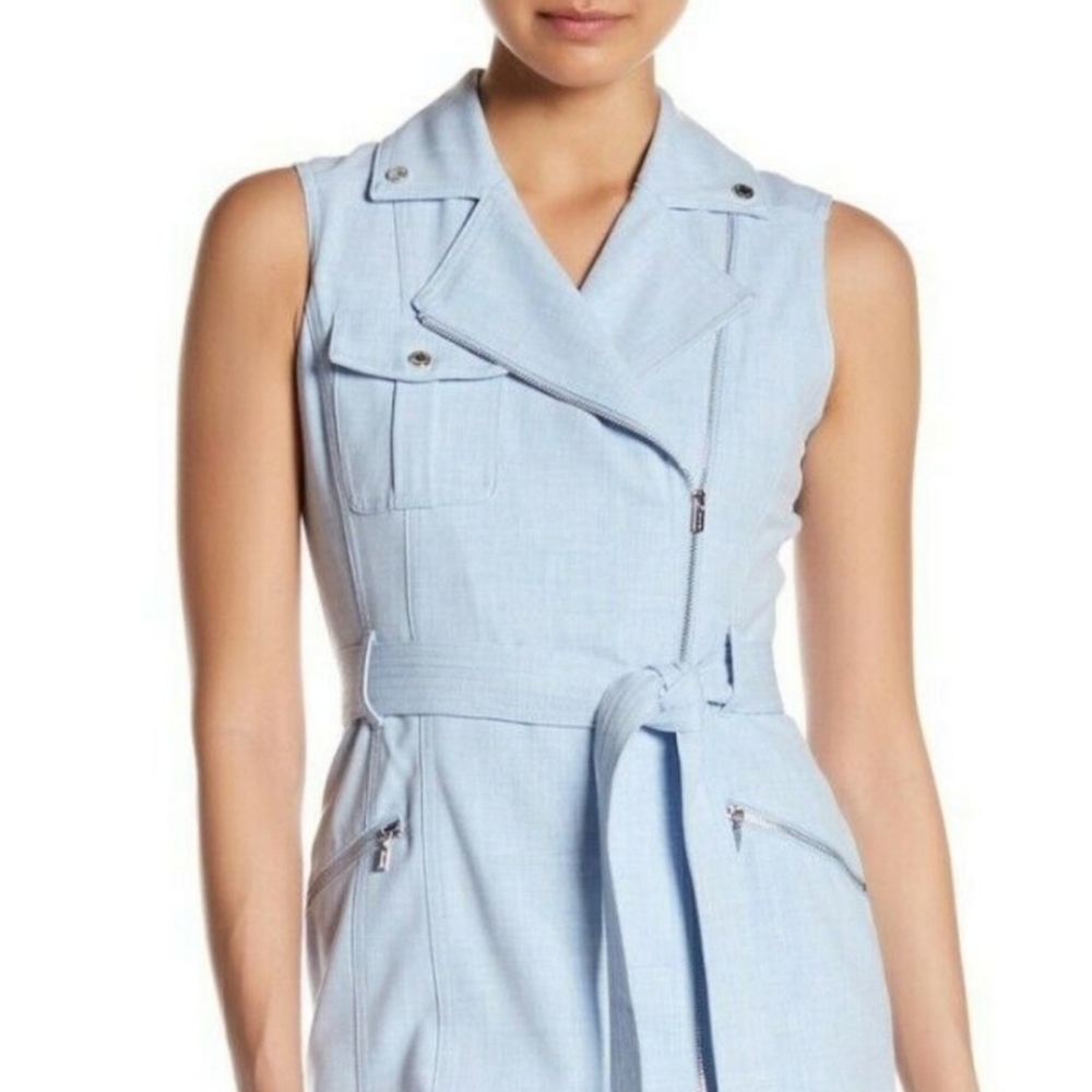 Calvin Klein Zip-Front Sleeveless Belted Dress Womens  Sz 14W - Picture 2 of 8